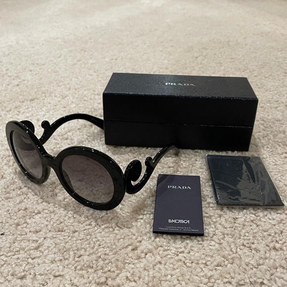 Prada Baroque Round Swirl Sunglasses Black